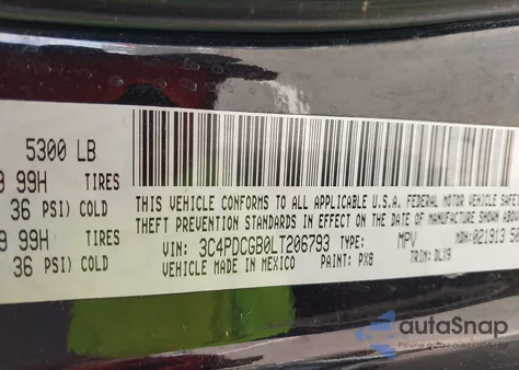 2020 Dodge Journey Crossroad из США, поврежденный, VIN 3C4PDCGB0LT206793